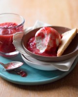 Coconut Sorbet with Rhubarb Topping
